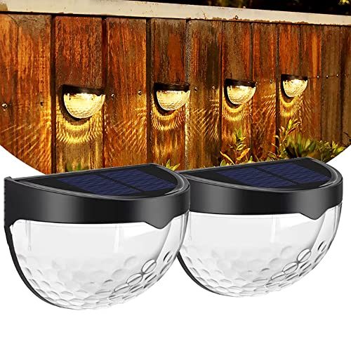 ZZYYZZ Luces solares para Cubierta, luz Solar para Exteriores, Luces solares para cercas para Exteriores, Luces solares Impermeables IP54 para el anochecer al Amanecer,Warm Light,2 Pack