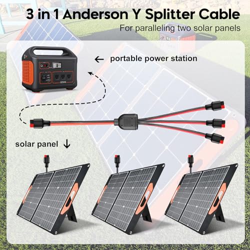 Anderson Y Splitter Cable Solar Panel Connector 1 to 3 Branch Parallel Adapter Cable for Portable Solar Generator Power Station Compatible with Goal Zero Jackery High Power Pole Port Connector - Image 6