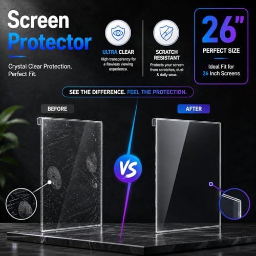 Image of ULTRAMAC 26 inch Vertical 3mm Acrylic TV Screen Guard | 9H Hardness | Scratch & Splash Resistant | ISO Certified Protection with Ultra HD Clarity