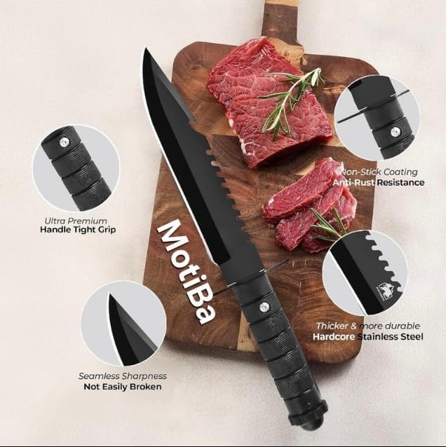 Image of MotiBa Kitchen Knife with Cover for Kitchen and Home (Black, Set of 1)