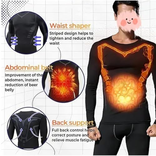 Cozy Breezy Fat Burning Shapewear Men, Ionic Shaping Long Sleeves Vest for Men Long Sleeve Compression Shirts for Men Shaper4