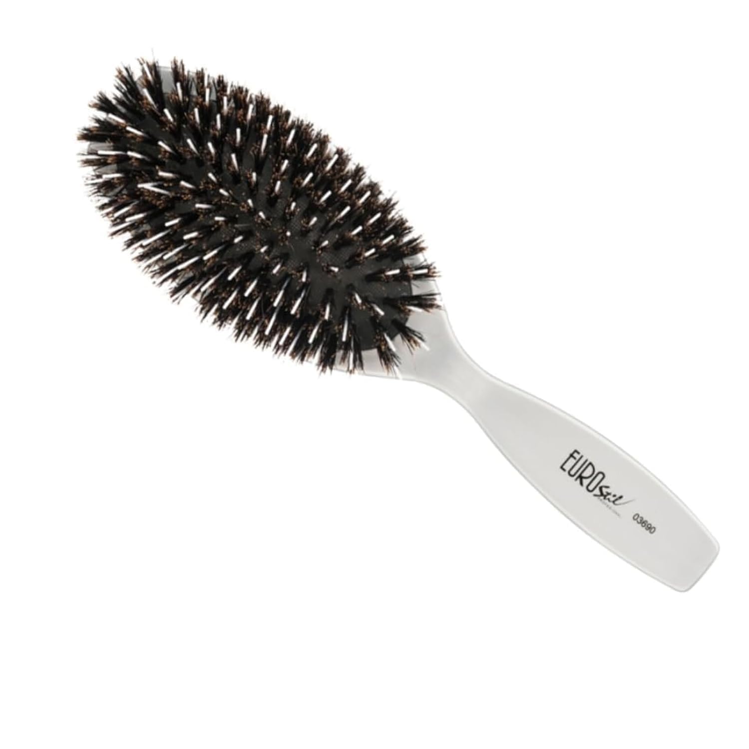 EuroStil Oval Large Brush with White Boar Bristles - Gentle Hair Care, Enhanced Detangling, and Luxurious Styling for All Hair Types (Big)