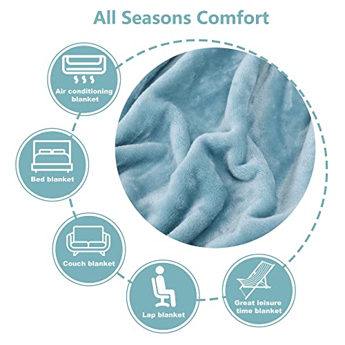 Image of NANPIPER Fleece Blankets Super Soft Flannel Fuzzy Blanket for Bed Couch Luxury Cozy Plush Microfiber Blanket-Twin Size Light Blue