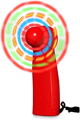 Miniatura 3 de FlashingBlinkyLights Mini ventilador de mano LED iluminado con mango rojo