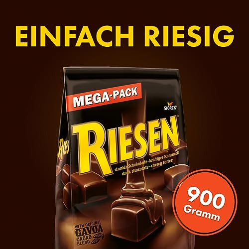 RIESEN – 1 x 900 g – Schokokaramell Kaubonbons in kräftiger, dunkler Schokolade – Schokoladen-Bonbons einzeln verpackt