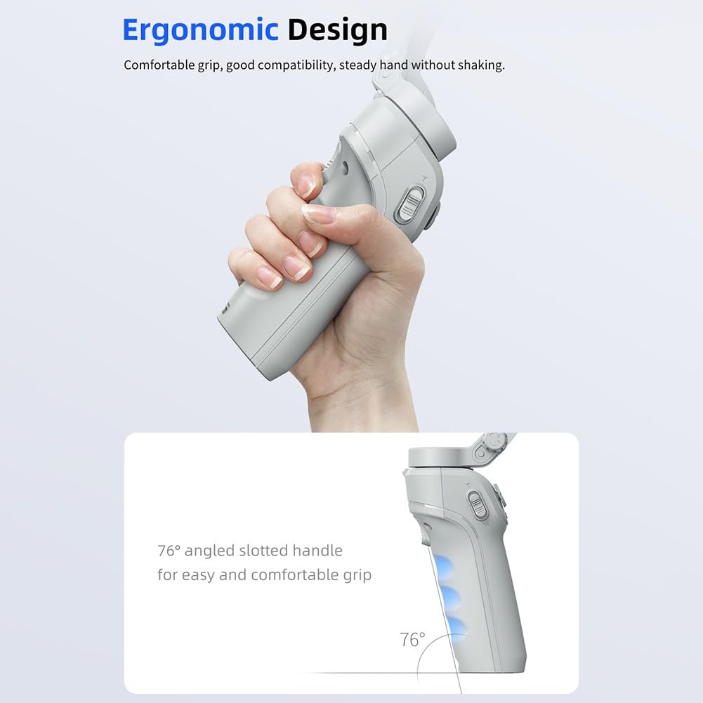 AI - Gimbal estabilizador de tres ejes para smartphone con seguimiento facial, batería 8H, agarre dual ergonómico para transmisión en vivo de deportes de vlog, gris