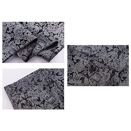 Mens Suits Regular Fit 3 Piece Skinny Tuxedo Blazer Waistcoat Pants Shawl Lapel Paisley Suits Men For Wedding Silver #TOP5