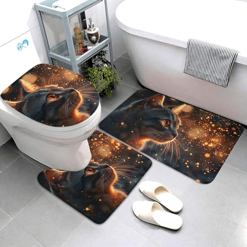 Alfombrilla de baño de gato Mars Star de microfibra suave lavable 4