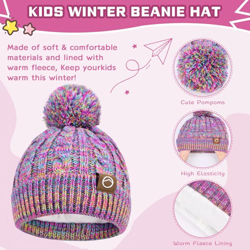 Image of ZOORON Kids Winter Hat Gloves Scarf Set, Girls Boys Hats Beanie with Pom