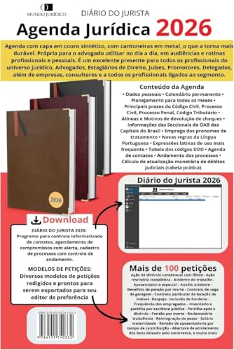 Diário do jurista - Agenda Jurídica 2026 com Agenda eletrônica gr...