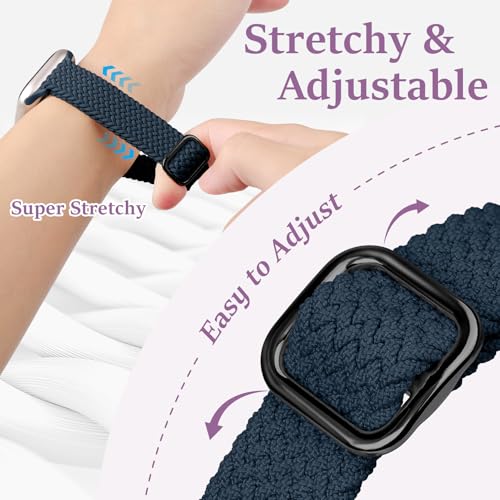 Image of Slim Braided Bands for Apple Watch Band 40mm 41mm 42mm 38mm 46mm 44mm 45mm 49mm Women,Stretchy Solo Loop Nylon Elastic Thin Narrow Skinny Strap for iWatch Ultra 3 SE 3 Series 11 10 9 8 7 6 5 4 3 2 1