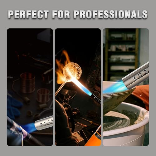 Image of Propane Torch Head,Powerful 4-Flame Blow Torch Head Trigger Start Propane Torch with Igniter MAPP Gas Torch Kit Grill Gun on 1-lb Propane Tank Holder for Soldering Welding Brazing Cooking