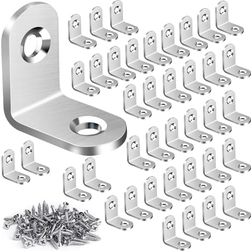 Image of 40PCS L Bracket Corner Brace Set, Stainless Steel Corner Bracket