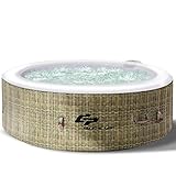 Goplus 4-6 Person Outdoor Spa Inflatable Hot Tub for Portable Jets Bubble Massage Relaxing with Accessories Set (6-Person, Coffee)