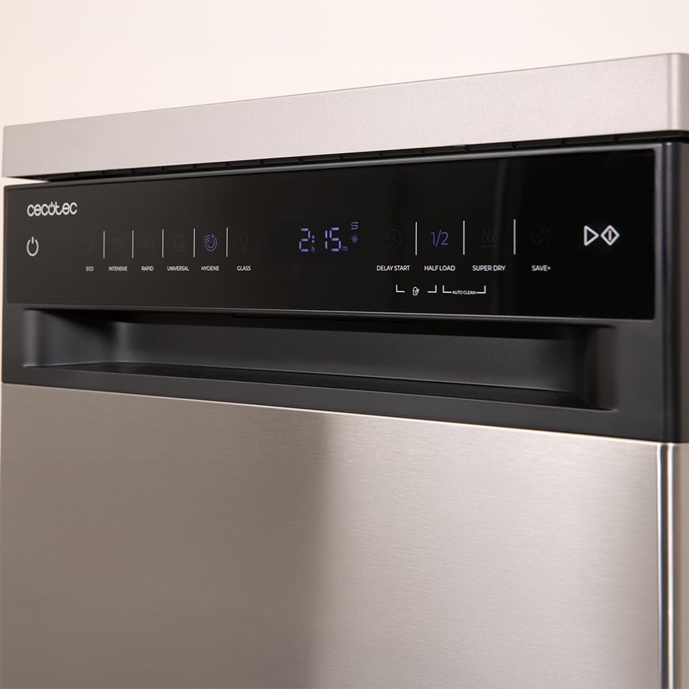 Cecotec Lavastoviglie Libera Installazione 45cm Bolero Aguazero 4560 Inox Connected. 11 Coperti, 6 Programmi, Classe C, Inverter Plus Duo, Pannello Touch,WiFi, O2Dry, Super Dry, Save+, AutoClean, Inox