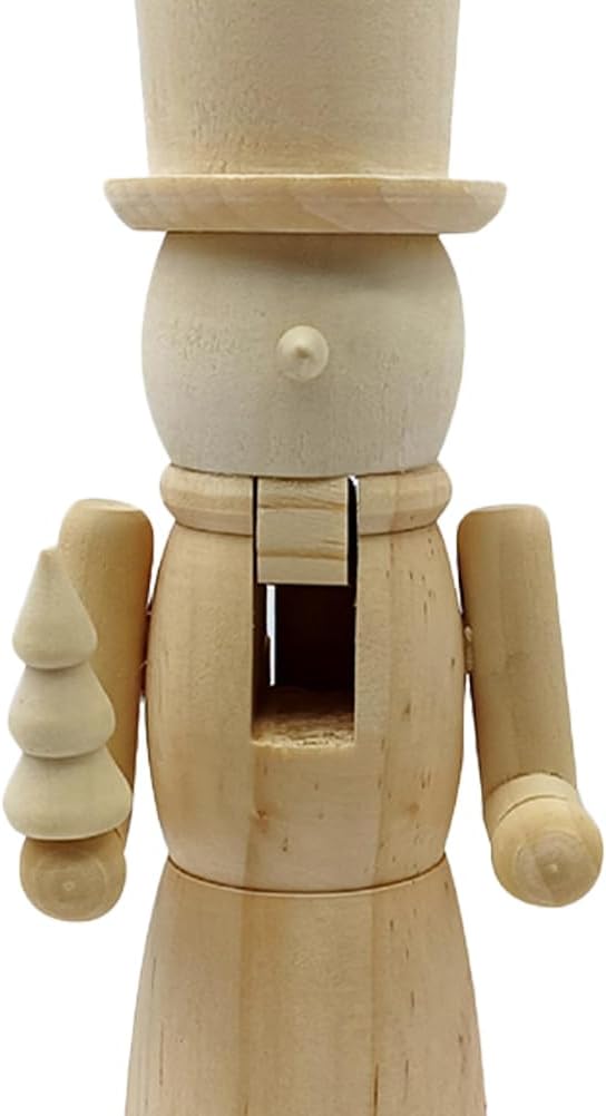 Cabilock DIY Blank Nutcracker Figures, Unfinished Wood Nutcracker Xmas Ornament, Wooden Unpainted Walnut Soldier Figure Christmas Decoration for Holiday Party Arts Project Craft