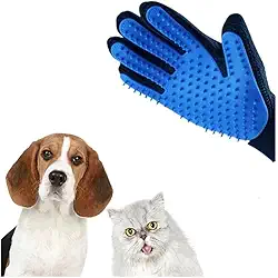 Luva Magnética para Remoção de Pelos de Cães e Gatos Escova Massageadora com 180 Pontas de Silicone Nano Magnéticas 23cm x 17cm Azul e Preto
