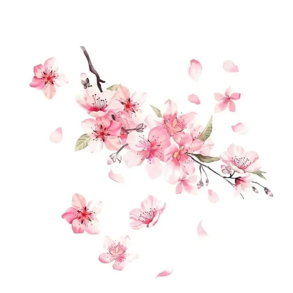 Pink Cherry Blossom Flower Vinyl Sticker Waterproof Decal for Car Motorcycle Bumper Window(25x30cm)