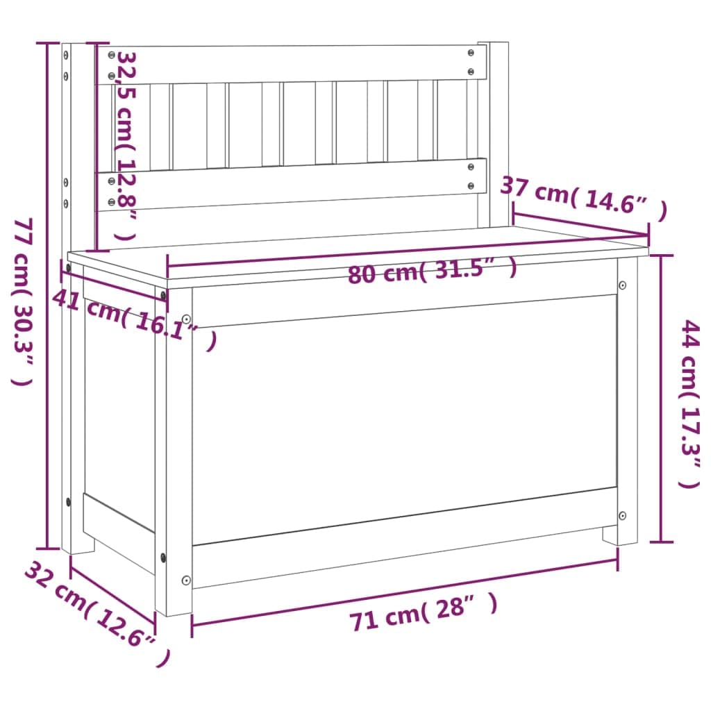 vidaXL Panca 80x41x77 cm in Legno Massello di Pino
