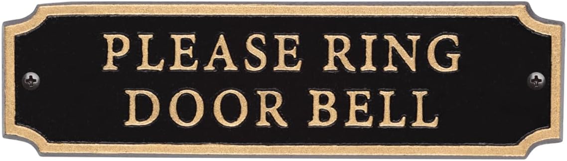Whitehall Products Door Statement Cut Corner Plaque - Please Ring Doorbell