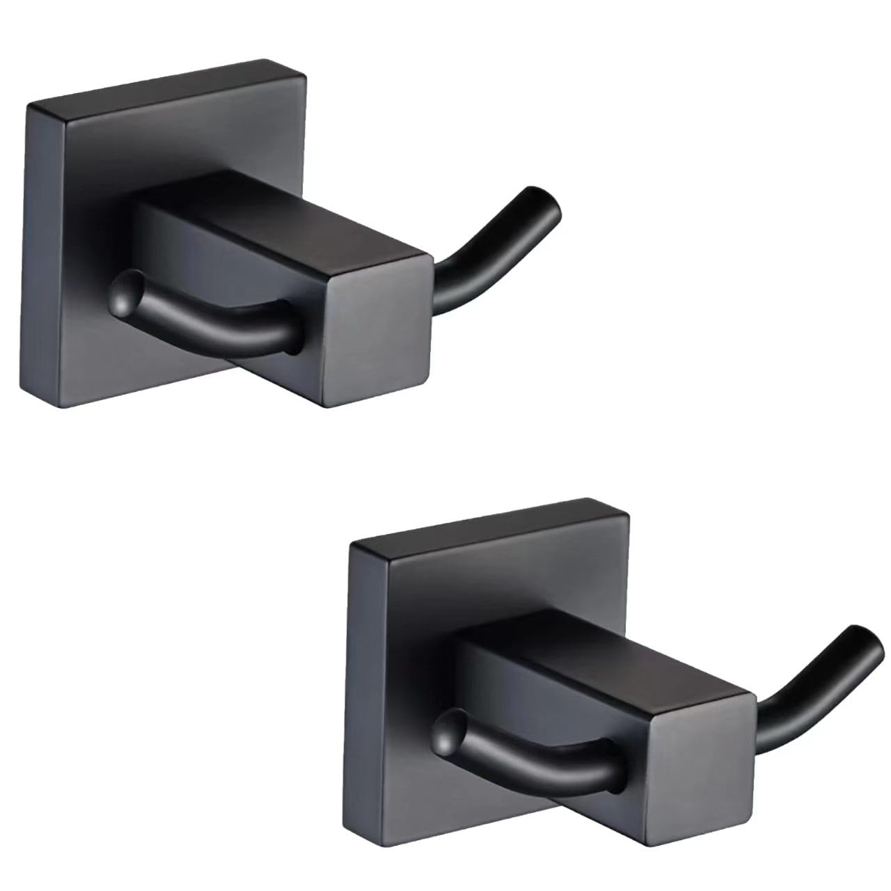 Altpwjw Black Double Bathroom Towel Hooks,2 Pack Square Stainless Steel Door Hooks Screw In For Coat Robe Hook(Matte )