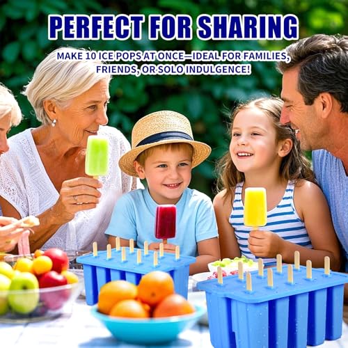 Silicone Popsicles Molds, Food Grade Popsicle Molds for Kids, Homemade Popsicle Mold, BPA Free Ice Cream Mold, lce Pop Molds Maker-with Popsicle Sticks, Popsicle Bags, Funnel (Blue) — view 6