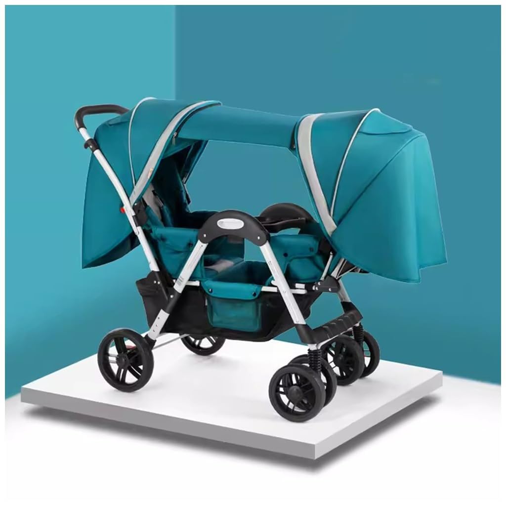 EYPKPL Cochecito Plegable de Doble Asiento, Paraguas, Cochecito Doble, Cochecito tándem, Cochecito de bebé Gemelo, Puede Sentarse y acostarse, Cochecito Gemelo