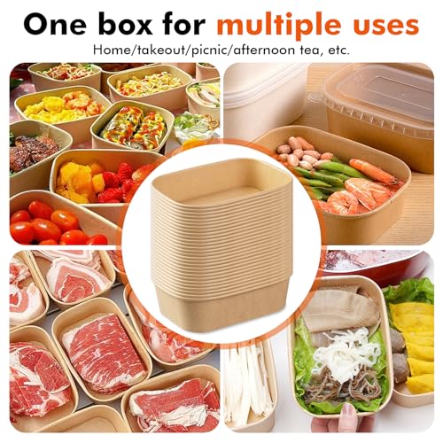 25 Stücke Kraftpapier Schale, 500 ml Suppenschalen Einweg, Papierbox zum Mitnehmen, Kraftpapier Take Away Box, Lunchbox, Schalen Kraftkarton, Mehrweg Salatschalen Pappschüsseln für Arbeitsessen