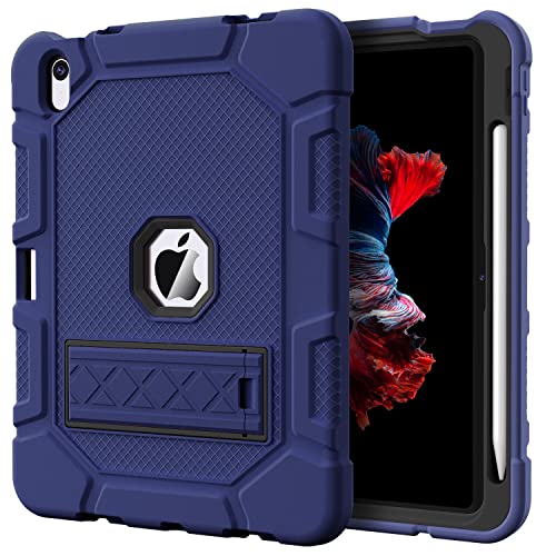 Image of Case for iPad (A16) 11th Generation 11 Inch 2025 / iPad 10th Generation 10.9 Inch 2022, [Built-in Pencil Holder] Heavy Duty Shockproof Rugged Protective Case, Navy Blue2
