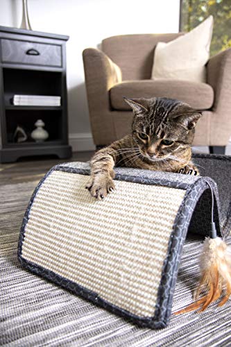 Smartykat Scratch Scroll Sisal & Carpet Cat Scratcher With Feather Toy - Gray, Single Wide #TOP7
