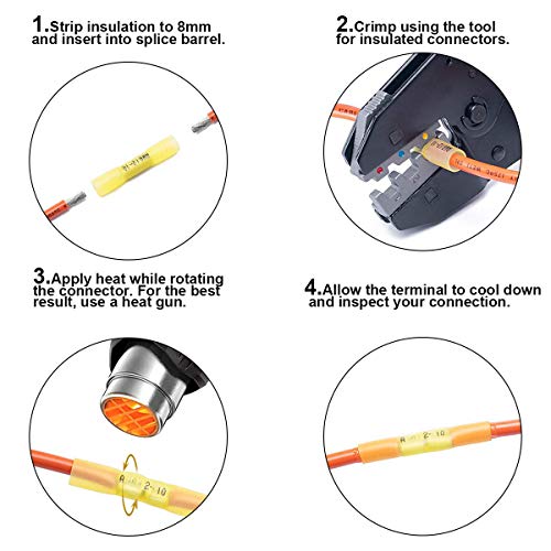 300 PCS Heat Shrink Wire Connectors Qibaok Insulated Electrical Terminals Kit Waterproof Marine Crimp Connector Assortment Ring Fork Spade Butt Splices