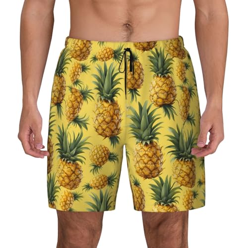 Impresión de piña hombres elegante funcionalidad bañadores transpirable playa Pantalones cortos surf gimnasio pesca