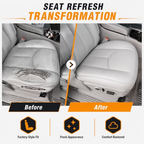 SecosAutoparts Driver & Passenger Bottom & Top & Foam & Amrest Leather Seat Cover Light Gray # 922 Compatible with Chevy GMC Tahoe Suburban Avalanche Yukon Silverado Sierra 2003 2004 2005 2006 by SecosAutoparts - Used condition - Image 3