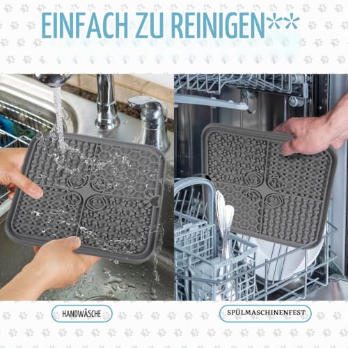 ROELLY Schleckmatte, 2er-Set, Leckmatte für Hunde Mit Silikonspatel, Slow Feeder, Hundesachen, Mit Saugnapf, BPA-Frei, Zum Baden, Füttern, Trainieren