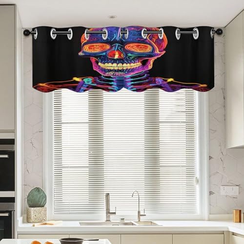 Cortina corta de calavera con bolsillo para rodillo ideal para ventanas de baño y cocina 4