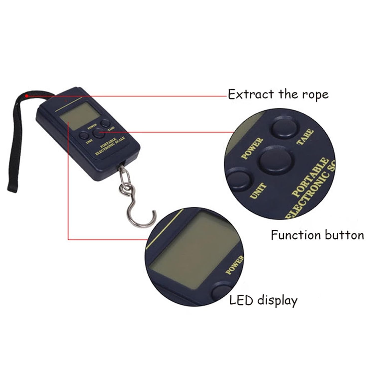 重量計 ミニデジタルスケール ポータブル ハンディポケットウェイト 釣り 荷物 旅行 ウェイティング スチールヤード 電子ハンギング