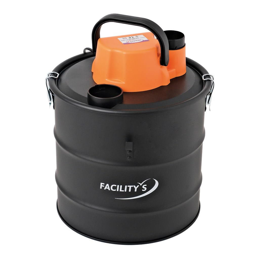 FACILITYS Aspiradora de Cenizas Calientes 1200W 18L de Metal - Aspiradora para Estufa de pellets y Chimenea, hasta 60°C con Función Soplado, Filtro HEPA Lavable