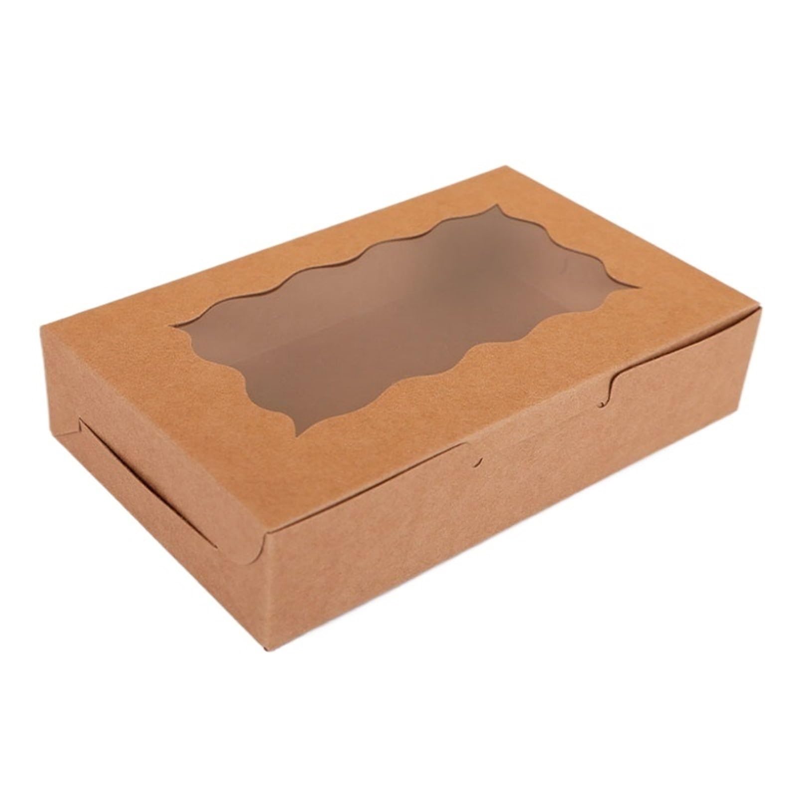 XPJYUA Bakery Boxes with Clear Window Kraft Paper Cake Candy Boxes Rectangle Open Window Wedding Jewelry Chocolate Baking Party(Brown,20pcs)