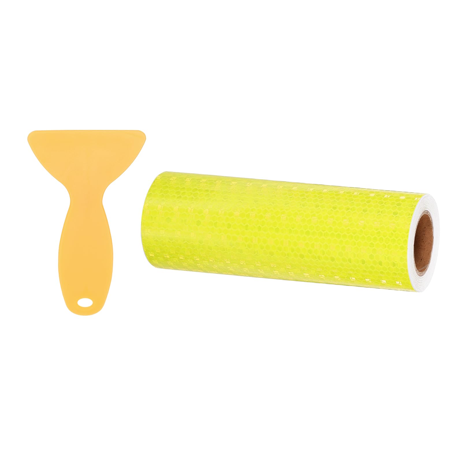 PATIKIL Reflective Tape, (8 Inch x 16 Ft, Bright Yellow) (1 Roll), Waterproof Self Adhesive Safety Warning Stickers Outdoor Night Reflector Tape with Scraper, Suit for - Truck/Trailer/Car
