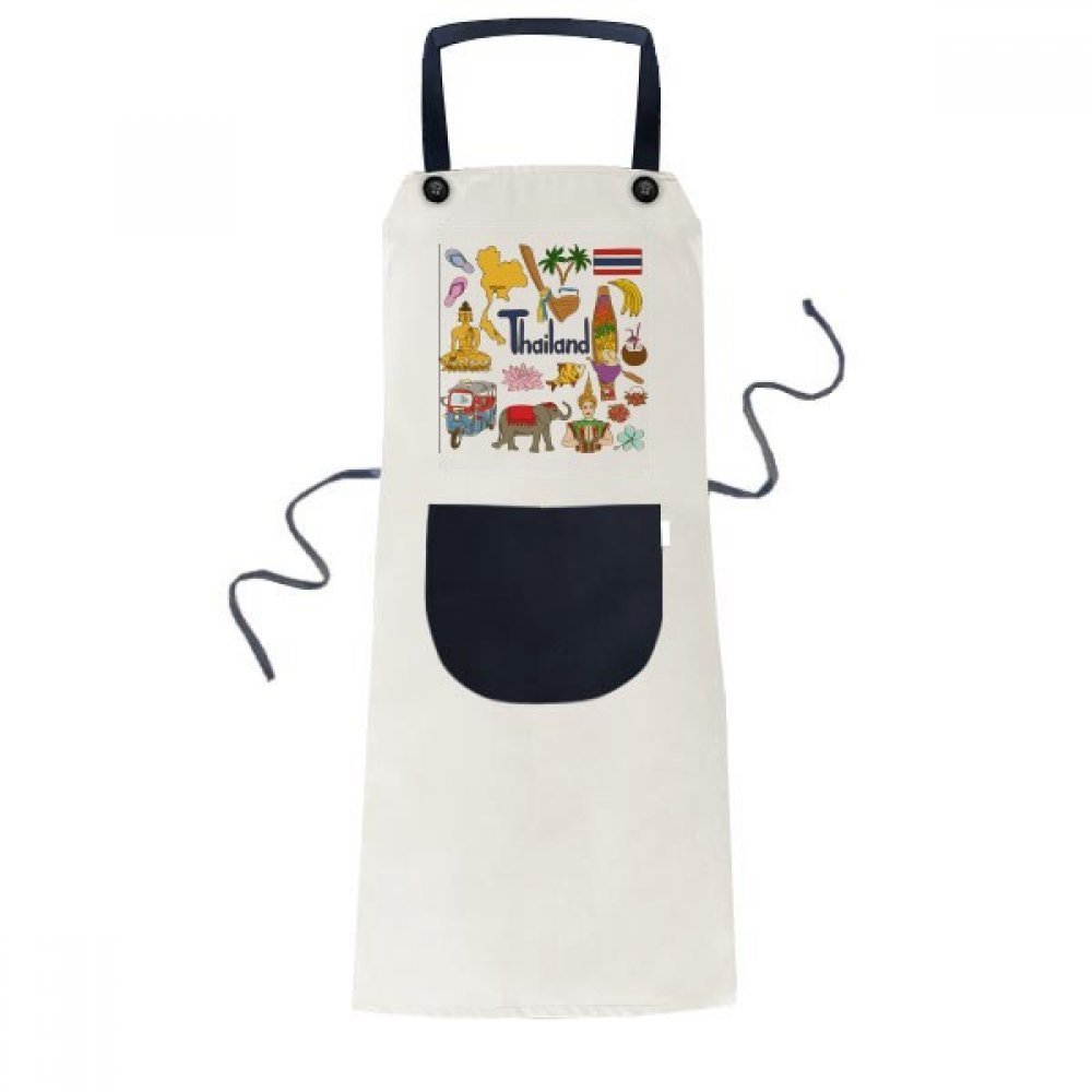 Tablier de cuisine Thaïlande beige avec poche centrale réglable pour barbecue