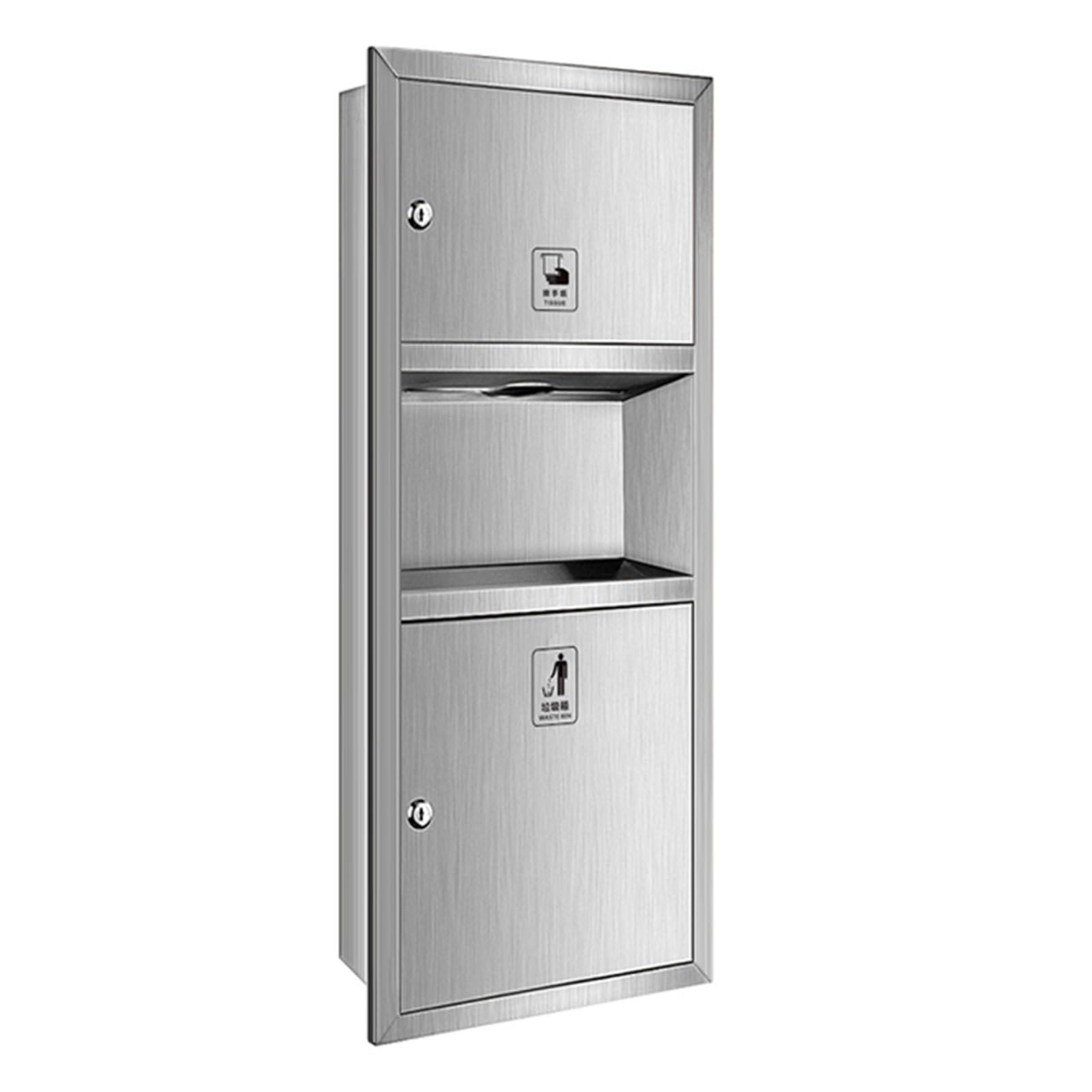 Douche en acier inoxydable argent sans désordre avec poubelle murale