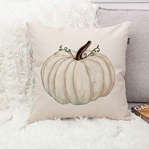 Gtext Fall Pumpkin Throw Pillow Cover Autumn Decor Watercolor White Pumpkin Throw Pillow Cushion Cases Cotton Linen Pillow 18X18 #TOP1