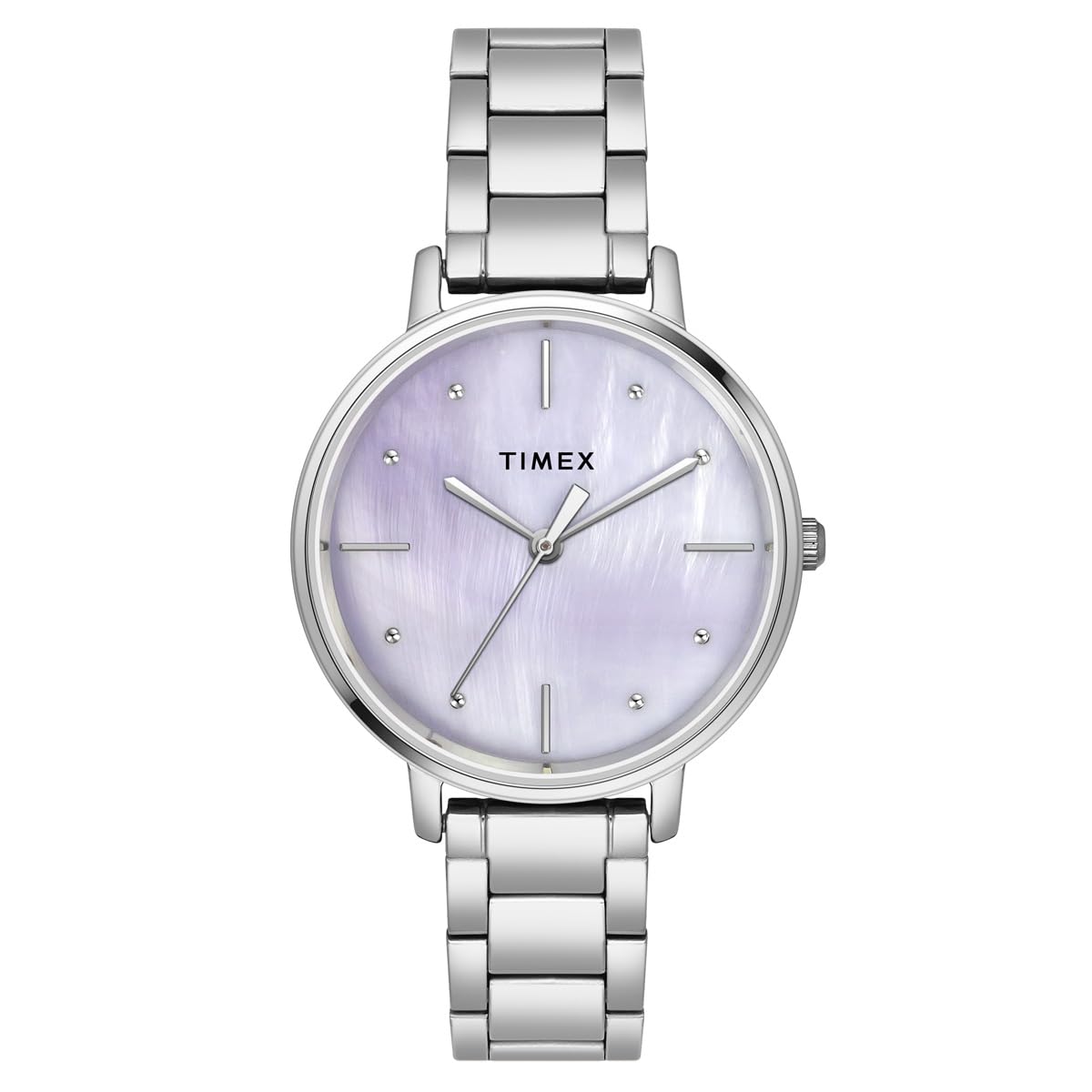 TIMEX Women Stainless Steel Lilac Round Analogue Brass Dial Watch- Twel15806, Band Color-Silver (B0CJYC8JN1) Amazon Price History, Amazon Price Tracker