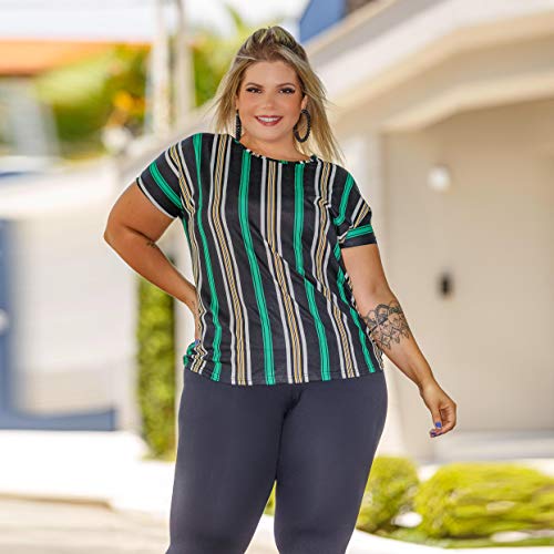 Blusa Feminina Plus Size Social Festa (Estampa03, G1-48/50) XJ063021