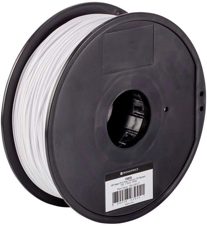 Monoprice PLA Plus+ Premium 3D Filament - White - 1kg Spool, 1.75mm Thick | Biodegradable | Same Strength As Standard ABS | For All PLA Compatible Printers (115835)
