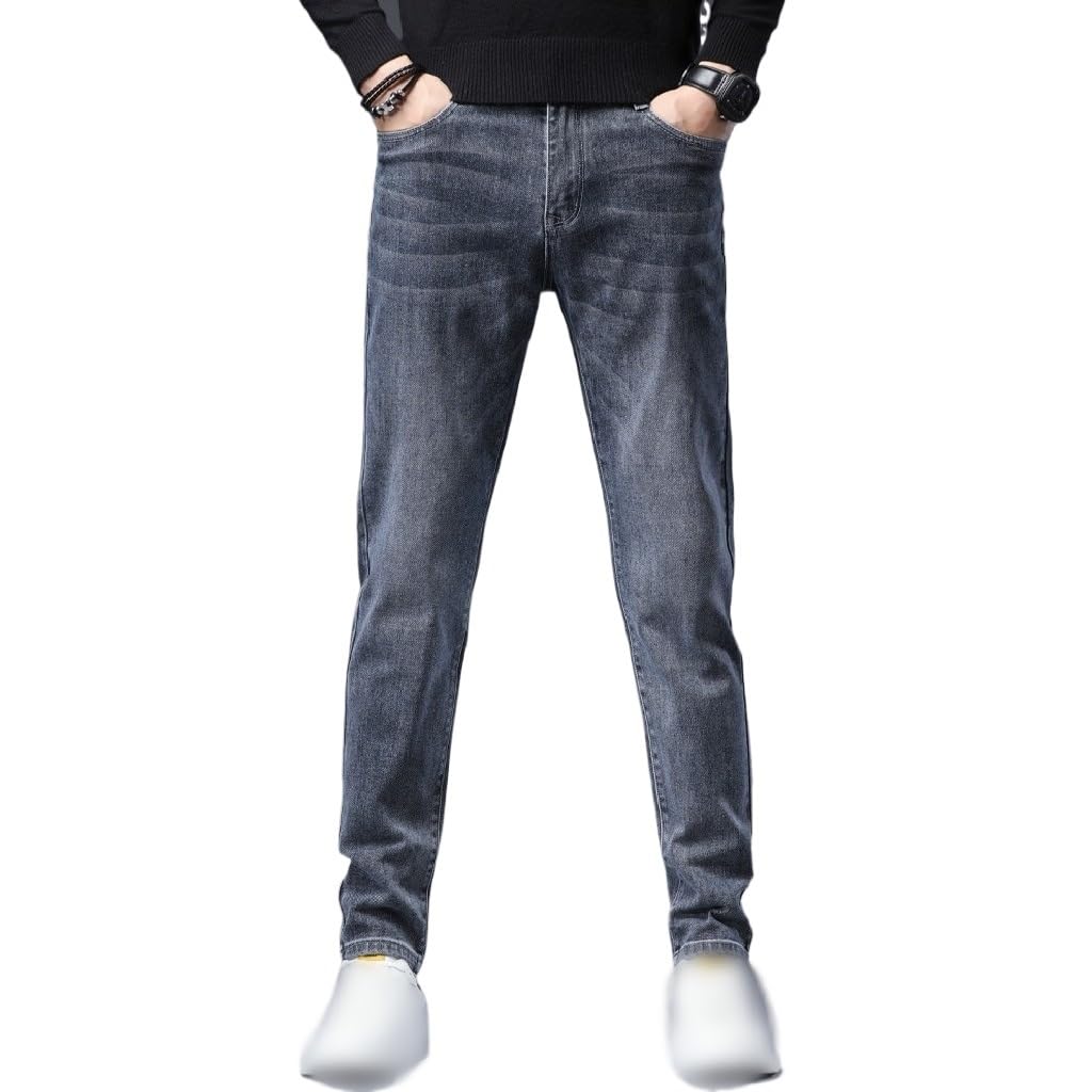 Classic Mens Regular Fit Jeans Business Casual Stretch Denim Pants Male Trousers