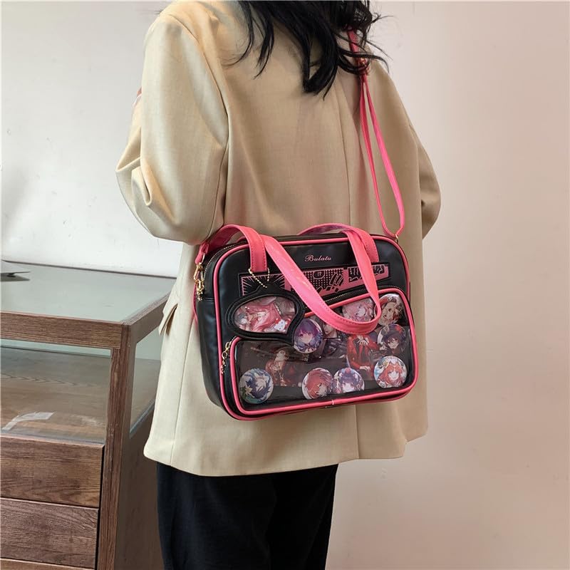 Y2K Fashion Crossbody Itabag, Handbag Bag Kawaii Grunge Shoulder Bag Emo JK Itabag Ita Sling Purse Itabag Crossbody (Black pink)3