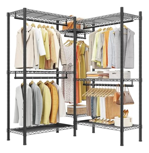 Listado de Closet Sams - 5 favoritos. 46 MAMALAND Closet Armables para Ropa de Metal con 7 Estantes, Rack y Perchero para Ropa con Repisas y Barras Ajustables, Resistente