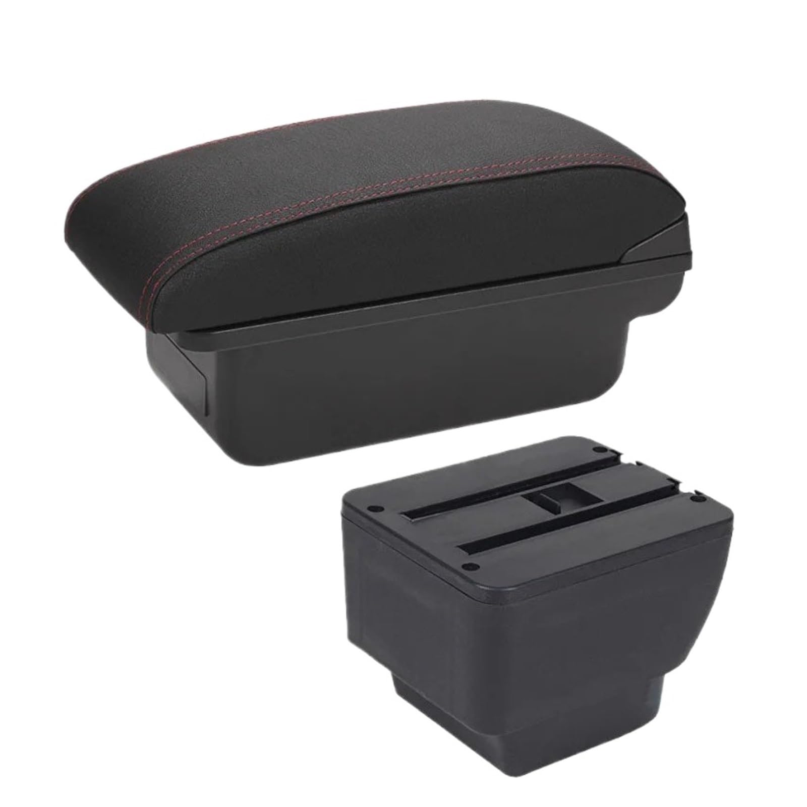 UMDJJU For MAZDA 2 For Demio Armrest Car Box Retrofit Parts Storage Accessories Interior Details Car Centre Console Armrest Box(C1 Black red NO USB)