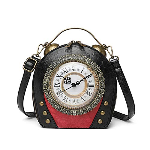 Real Working Clock Handbags Purse Antique Steampunk Shoulder Bag PU Messenger Bag